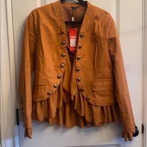 Burnt orange jacket with ruffles!